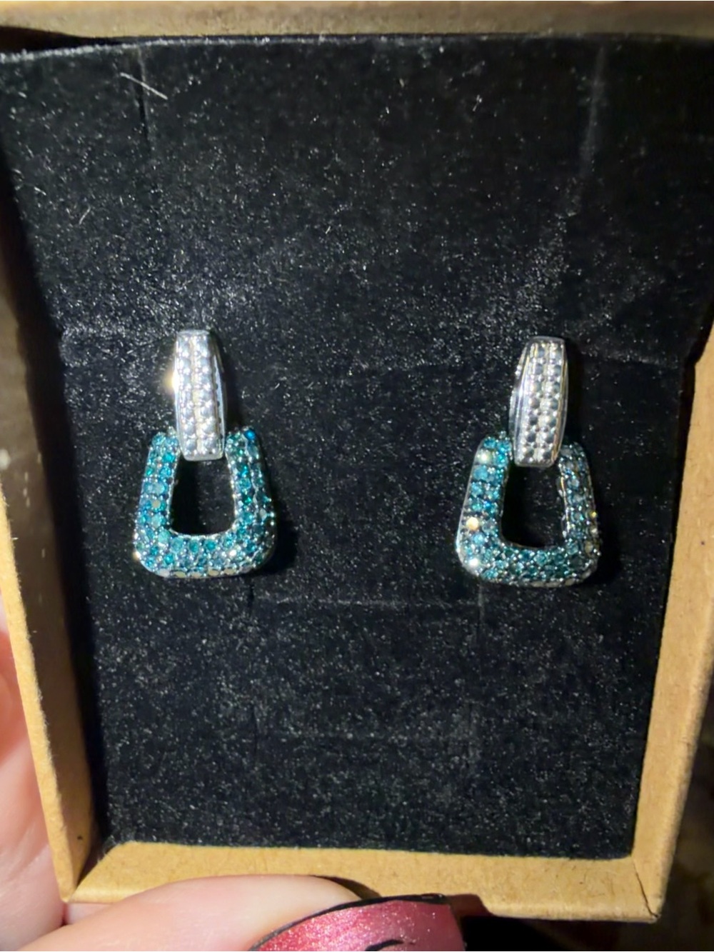 New Levian 925 Silver 3/4 CTTW Natural Blue Diamonds Dangle Earrings